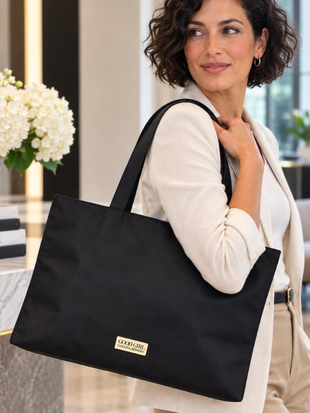 Carolina Herrera Good Girl Tote Bag Black Large Shopper Shoulder Bag 15.5"